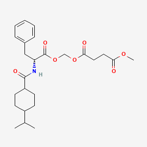 molecular formula C25H35NO7 B1243335 1-O-methyl 4-O-[[(2R)-3-phenyl-2-[(4-propan-2-ylcyclohexanecarbonyl)amino]propanoyl]oxymethyl] butanedioate 