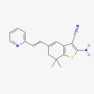 2-amino-7,7-dimethyl-5-[2-(pyridin-2-yl)ethenyl]-6H-1-benzothiophene-3-carbonitrile