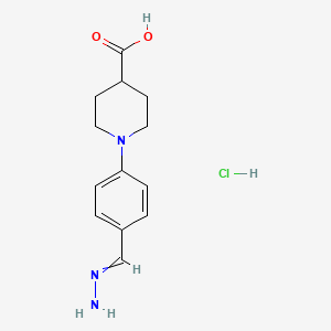 molecular formula C13H18ClN3O2 B12433505 1-(4-Methanehydrazonoylphenyl)piperidine-4-carboxylic acid;hydrochloride 