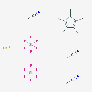 molecular formula C16H25F12N3RhSb2 B12433552 Acetonitrile;hexafluoroantimony(1-);1,2,3,4,5-pentamethylcyclopenta-1,3-diene;rhodium(2+) 