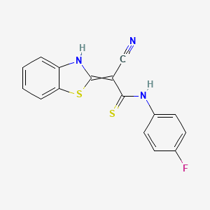 molecular formula C16H10FN3S2 B12433662 2-Benzothiazol-2-yl-3-(4-fluoro-phenylamino)-3-mercapto-acrylonitrile 