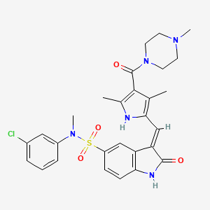 (3E)-N-(3-chlorophenyl)-3-[[3,5-dimethyl-4-(4-methylpiperazine-1-carbonyl)-1H-pyrrol-2-yl]methylidene]-N-methyl-2-oxo-1H-indole-5-sulfonamide