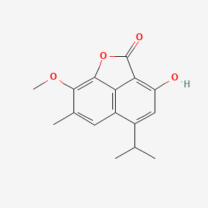 molecular formula C16H16O4 B1243369 2-O-methylisohemigossylic acid lactone 