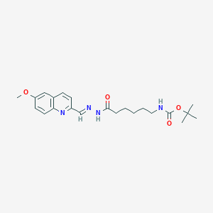 molecular formula C22H30N4O4 B1243377 tert-butyl (6-{(2E)-2-[(6-methoxyquinolin-2-yl)methylidene]hydrazinyl}-6-oxohexyl)carbamate 