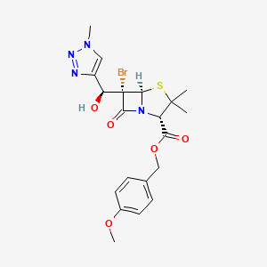 molecular formula C20H23BrN4O5S B1243380 (4-methoxyphenyl)methyl (2S,5R,6S)-6-bromo-6-[(S)-hydroxy-(1-methyltriazol-4-yl)methyl]-3,3-dimethyl-7-oxo-4-thia-1-azabicyclo[3.2.0]heptane-2-carboxylate 