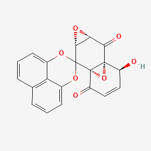 molecular formula C20H12O7 B1243382 (1'R,3'S,5'R,7'R,11'S)-11'-hydroxyspiro[2,4-dioxatricyclo[7.3.1.05,13]trideca-1(12),5,7,9(13),10-pentaene-3,6'-4,12-dioxatetracyclo[5.4.1.01,7.03,5]dodec-9-ene]-2',8'-dione 