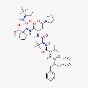 molecular formula C51H76N6O8 B1243383 1-[(1S)-1-[[(2S)-2-[[(2S)-2-[[(2S)-2-[(2-benzyl-3-phenylpropanoyl)-methylamino]-3-methylbutanoyl]amino]-3,3-dimethylbutanoyl]amino]-4-oxo-4-pyrrolidin-1-ylbutanoyl]amino]-2-[[(3R)-2,2-dimethylpentan-3-yl]amino]-2-oxoethyl]cyclopentane-1-carboxylic acid 