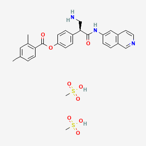 molecular formula C29H33N3O9S2 B12433842 [4-[(2S)-3-amino-1-(isoquinolin-6-ylamino)-1-oxopropan-2-yl]phenyl] 2,4-dimethylbenzoate;methanesulfonic acid 