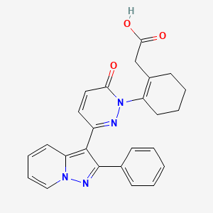 molecular formula C25H22N4O3 B1243393 3-[2-(2-Carboxymethyl-1-cyclohexenyl)-3-oxo-2,3-dihydropyridazin-6-yl]-2-phenylpyrazolo[1,5-a]pyridine 
