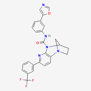 molecular formula C26H20F3N5O2 B12433952 N-[3-(1,3-Oxazol-5-yl)phenyl]-5-[3-(trifluoromethyl)phenyl]-1,6,8-triazatricyclo[7.2.1.0,2,7]dodeca-2,4,6-triene-8-carboxamide 