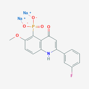 disodium;2-(3-fluorophenyl)-6-methoxy-5-phosphonato-1H-quinolin-4-one