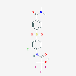 B12434067 4-[3-Chloro-4-(3,3,3-trifluoro-2-hydroxy-2-methylpropanamido)benzenesulfonyl]-n,n-dimethylbenzamide CAS No. 252017-04-2