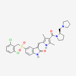 molecular formula C32H34Cl2N4O4S B12434082 (3Z)-5-[(2,6-dichlorophenyl)methanesulfonyl]-3-({3,5-dimethyl-4-[(2R)-2-(pyrrolidin-1-ylmethyl)pyrrolidine-1-carbonyl]-1H-pyrrol-2-yl}methylidene)-1H-indol-2-one 