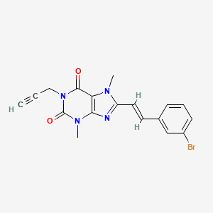 molecular formula C18H15BrN4O2 B1243419 8-[(E)-3-Bromostyryl]-3,7-dimethyl-1-propargylxanthine 