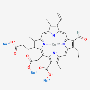 Copper;trisodium;18-(2-carboxylatoethyl)-20-(carboxylatomethyl)-12-ethenyl-7-ethyl-8-formyl-3,13,17-trimethyl-17,18-dihydroporphyrin-21,23-diide-2-carboxylate