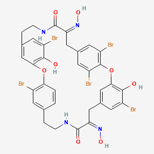 molecular formula C34H27Br5N4O8 B1243435 (12Z,25Z)-5,16,21,32,36-Pentabromo-4,20-dihydroxy-12,25-bis(hydroxyimino)-2,18-dioxa-10,27-diazapentacyclo[28.2.2.214,17.13,7.119,23]octatriaconta-1(32),3,5,7(38),14,16,19,21,23(35),30,33,36-dodecaene-11,26-dione CAS No. 79067-75-7