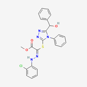 molecular formula C24H20ClN5O3S B1243439 methyl (2E)-2-[(2-chlorophenyl)hydrazinylidene]-2-[[5-[hydroxy(phenyl)methyl]-4-phenyl-1,2,4-triazol-3-yl]sulfanyl]acetate 