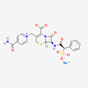 sodium;(6R,7R)-3-[(4-carbamoylpyridin-1-ium-1-yl)methyl]-8-oxo-7-[[(2R)-2-phenyl-2-sulfonatoacetyl]amino]-5-thia-1-azabicyclo[4.2.0]oct-2-ene-2-carboxylate