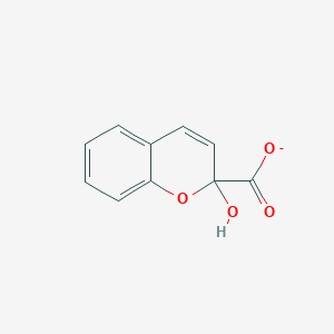molecular formula C10H7O4- B1243456 2-Hydroxychromene-2-carboxylate 