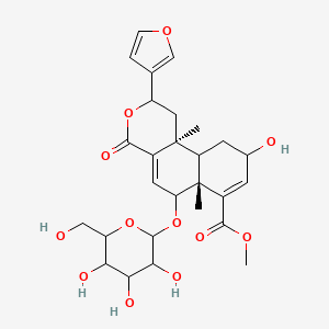 2H-Naphtho[2,1-c]pyran-7-carboxylic acid, 2-(3-furanyl)-6-(beta-D-glucopyranosyloxy)-1,4,6,6a,9,10,10a,10b-octahydro-9-hydroxy-6a,10b-dimethyl-4-oxo-, methyl ester, (2S,6S,6aR,9R,10aS,10bS)-