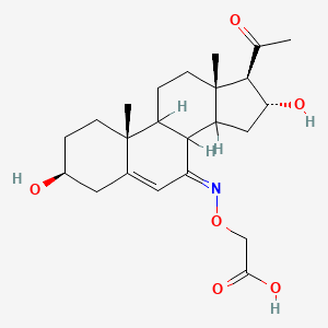 molecular formula C23H33NO6 B1243467 16alpha-Hydroxypregnenolone 7-(O-carboxymethyl)oxime CAS No. 61192-54-9