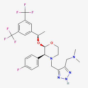 molecular formula C26H28F7N5O2 B1243473 2-(R)-(1-(R)-(3,5-bis(trifluoromethyl)phenyl)-ethoxy)-4-(5-(dimethylamino)methyl-1,2,3-triazol-4-yl)methyl-3-(S)-(4-fluorophenyl)morpholine CAS No. 171242-11-8