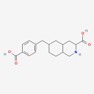 molecular formula C18H23NO4 B1243477 6-[(4-Carboxyphenyl)methyl]-1,2,3,4,4a,5,6,7,8,8a-decahydroisoquinoline-3-carboxylic acid 