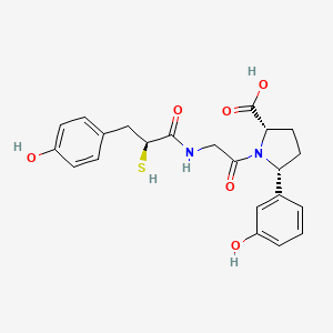 molecular formula C22H24N2O6S B1243479 (2S,5R)-5-(3-Hydroxy-phenyl)-1-{2-[(S)-3-(4-hydroxy-phenyl)-2-mercapto-propionylamino]-acetyl}-pyrrolidine-2-carboxylic acid 
