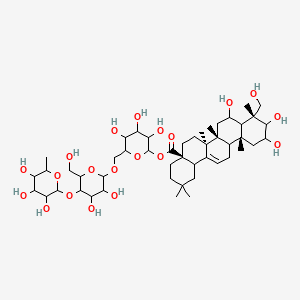 6-({[3,4-dihydroxy-6-(hydroxymethyl)-5-[(3,4,5-trihydroxy-6-methyloxan-2-yl)oxy]oxan-2-yl]oxy}methyl)-3,4,5-trihydroxyoxan-2-yl (4aS,6aS,6bR,9R,12aR)-8,10,11-trihydroxy-9-(hydroxymethyl)-2,2,6a,6b,9,12a-hexamethyl-1,3,4,5,6,7,8,8a,10,11,12,12b,13,14b-tetradecahydropicene-4a-carboxylate