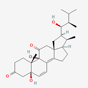 molecular formula C28H40O5 B1243497 (5R,6S,7R,9R,12S,13S,18R)-12,18-dihydroxy-7-[(1S,2R)-1-hydroxy-2,3-dimethylbutyl]-6,13-dimethylpentacyclo[10.8.0.02,9.05,9.013,18]icosa-1,19-diene-11,16-dione 