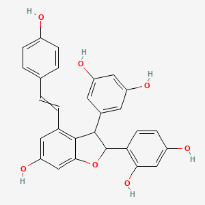 4-[3-(3,5-Dihydroxyphenyl)-6-hydroxy-4-[2-(4-hydroxyphenyl)ethenyl]-2,3-dihydro-1-benzofuran-2-yl]benzene-1,3-diol