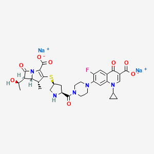 disodium;7-[4-[(2S,4S)-4-[[(4R,5S,6S)-2-carboxylato-6-[(1R)-1-hydroxyethyl]-4-methyl-7-oxo-1-azabicyclo[3.2.0]hept-2-en-3-yl]sulfanyl]pyrrolidine-2-carbonyl]piperazin-1-yl]-1-cyclopropyl-6-fluoro-4-oxoquinoline-3-carboxylate