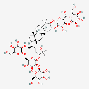 (2R,3R,4S,5S,6R)-2-[[(2R,3S,4S,5R,6S)-6-[(3R,6R)-6-[(3S,8S,9R,10S,13R,14S,17R)-3-[(2R,3R,4R,5S,6R)-3,4-dihydroxy-6-(hydroxymethyl)-5-[(2S,3R,4S,5S,6R)-3,4,5-trihydroxy-6-(hydroxymethyl)oxan-2-yl]oxyoxan-2-yl]oxy-4,4,9,13,14-pentamethyl-2,3,7,8,10,11,12,15,16,17-decahydro-1H-cyclopenta[a]phenanthren-17-yl]-2-hydroxy-2-methylheptan-3-yl]oxy-3,4-dihydroxy-5-[(2S,3R,4S,5S,6R)-3,4,5-trihydroxy-6-(hydroxymethyl)oxan-2-yl]oxyoxan-2-yl]methoxy]-6-(hydroxymethyl)oxane-3,4,5-triol