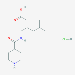 molecular formula C14H27ClN2O3 B12435466 5-Methyl-3-{[(piperidin-4-yl)formamido]methyl}hexanoic acid hydrochloride 