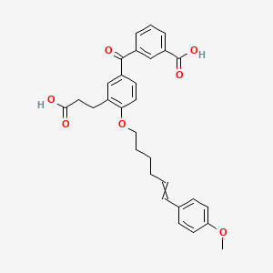 3-[3-(2-Carboxyethyl)-4-{[(5E)-6-(4-methoxyphenyl)hex-5-EN-1-YL]oxy}benzoyl]benzoic acid