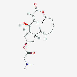 molecular formula C20H31NO5 B1243577 [(1R,2S,3E,7S,11E,13R,15S)-2-hydroxy-7-methyl-5-oxo-6-oxabicyclo[11.3.0]hexadeca-3,11-dien-15-yl] 2-(dimethylamino)acetate 