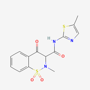 molecular formula C14H13N3O4S2 B1243584 2-methyl-N-(5-methyl-2-thiazolyl)-1,1,4-trioxo-3H-1$l^{6},2-benzothiazine-3-carboxamide 