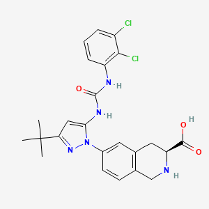 molecular formula C24H25Cl2N5O3 B1243604 (3s)-6-(3-Tert-Butyl-5-{[(2,3-Dichlorophenyl)carbamoyl]amino}-1h-Pyrazol-1-Yl)-1,2,3,4-Tetrahydroisoquinoline-3-Carboxylic Acid CAS No. 897369-18-5