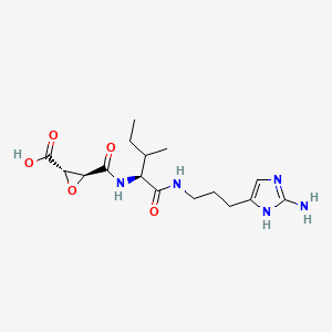 molecular formula C16H25N5O5 B1243614 (2S,3S)-3-{[(2R)-1-{[3-(2-氨基-1H-咪唑-4-基)丙基]氨基}-3-甲基-1-氧戊烷-2-基]氨基甲酰基}环氧乙烷-2-羧酸 