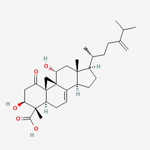 molecular formula C30H44O5 B1243615 (1R,3S,6S,7S,8R,12R,15R,16R,18R)-6,18-dihydroxy-7,16-dimethyl-15-[(2R)-6-methyl-5-methylideneheptan-2-yl]-4-oxopentacyclo[9.7.0.01,3.03,8.012,16]octadec-10-ene-7-carboxylic acid 