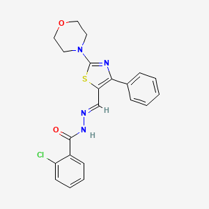 2-chloro-N-[(E)-(2-morpholin-4-yl-4-phenyl-1,3-thiazol-5-yl)methylideneamino]benzamide
