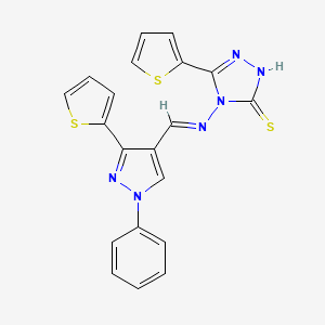 4-({[1-phenyl-3-(2-thienyl)-1H-pyrazol-4-yl]methylene}amino)-5-(2-thienyl)-2,4-dihydro-3H-1,2,4-triazole-3-thione