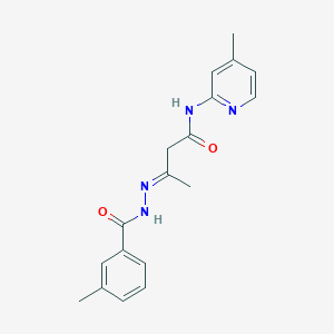 molecular formula C18H20N4O2 B1243653 3-methyl-N-[(E)-[4-[(4-methylpyridin-2-yl)amino]-4-oxobutan-2-ylidene]amino]benzamide 