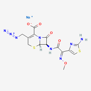 molecular formula C14H13N8NaO5S2 B1243673 (6R,7R)-(Z)-2-(2-Amino-4-thiazolyl-2-(methoxyimino)acetamido)-3-(azidomethyl)-8-oxo-5-thia-1-azabicyclo(4.2.0)oct-2-ene-2-carboxylic acid sodium salt CAS No. 72889-62-4