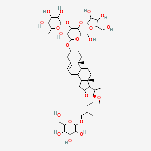 2-[3-[3,4-dihydroxy-5-(hydroxymethyl)oxolan-2-yl]oxy-5-hydroxy-2-(hydroxymethyl)-6-[[(6S,9S,13R)-6-methoxy-7,9,13-trimethyl-6-[3-methyl-4-[3,4,5-trihydroxy-6-(hydroxymethyl)oxan-2-yl]oxybutyl]-5-oxapentacyclo[10.8.0.02,9.04,8.013,18]icos-18-en-16-yl]oxy]oxan-4-yl]oxy-6-methyloxane-3,4,5-triol