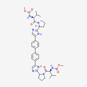 methyl N-[(2S)-1-{2-[4-(4'-{2-[(2S)-1-[(2S)-2-[(methoxycarbonyl)amino]-3-methylbutanoyl]pyrrolidin-2-yl]-1H-imidazol-4-yl}-[1,1'-biphenyl]-4-yl)-1H-imidazol-2-yl]pyrrolidin-1-yl}-3-methyl-1-oxobutan-2-yl]carbamate