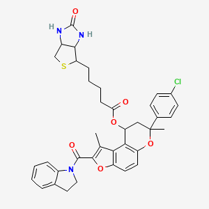 molecular formula C38H38ClN3O6S B12437014 11-(4-Chlorophenyl)-4-(2,3-dihydro-1h-indole-1-carbonyl)-3,11-dimethyl-5,10-dioxatricyclo[7.4.0.0^{2,6}]trideca-1(9),2(6),3,7-tetraen-13-yl 5-{2-oxo-hexahydro-1h-thieno[3,4-d]imidazolidin-4-yl}pentano 