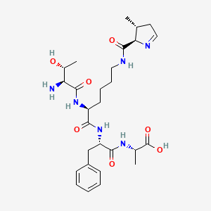 molecular formula C28H42N6O7 B12437494 (2S)-2-[(2S)-2-[(2S)-2-[(2S,3R)-2-amino-3-hydroxybutanamido]-6-{[(2R,3R)-3-methyl-3,4-dihydro-2H-pyrrol-2-yl]formamido}hexanamido]-3-phenylpropanamido]propanoic acid 