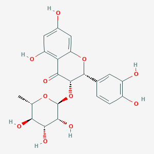 molecular formula C21H22O11 B1243762 (2R,3S)-2-(3,4-二羟基苯基)-5,7-二羟基-3-[(2S,3R,4R,5R,6S)-3,4,5-三羟基-6-甲基氧杂环-2-基]氧基-2,3-二氢色烯-4-酮 