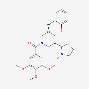 N-[(2E)-3-(2-Fluorophenyl)-2-methylprop-2-en-1-yl]-3,4,5-trimethoxy-N-[2-(1-methylpyrrolidin-2-yl)ethyl]benzamide